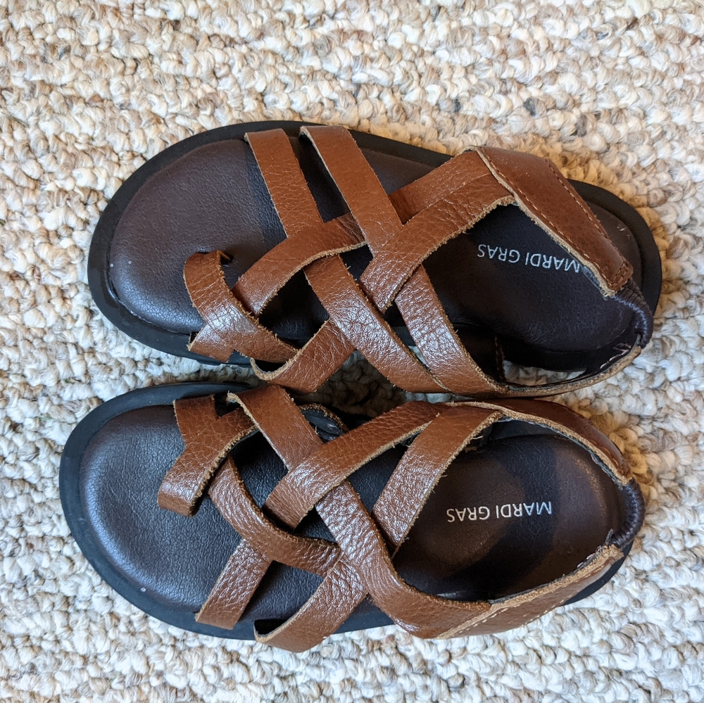 Mardi Gras Brown Leather Sandals 7